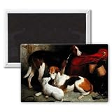 A Couple of Lord Henry Bentinck's Foxhounds.. - 3x2 inch Fridge Magnet - large magnetic button - Magnet