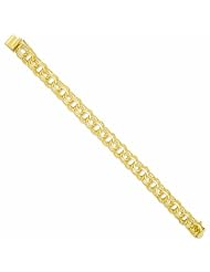 14K Gold Triple Link Charm Bracelet 7.5 Inches