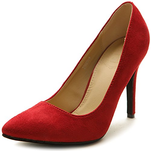 Ollio Women's Faux Suede Point Toe Shoe D'Orsay High Heel Multi Color Pump