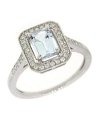 Jewelry: Sterling Silver Emerald Cut Natural Aquamarine Ring w/ Accent (4/5 CT.T.W) in Vintage Style (8) - SYZ Jewelry