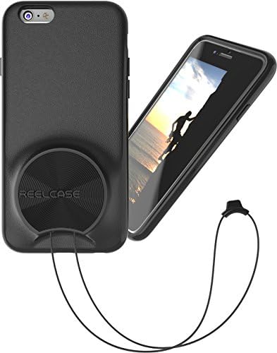 ReelCase - iphone6 case with lanyard black - retractable neck strap integrated into protective case