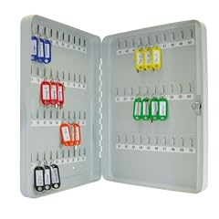 Wedo 10256537X Schl�sselschrank 70 Haken lichtgrau pulverbeschichtetes Stahlblech 28,0x6,0x37,0 cm Sicherheitsschlo� inklusive 2 Schl�ssel