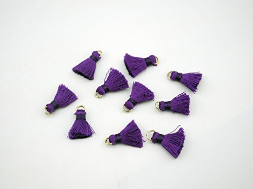 20pcs 0.8''(2.0cm) Small/Tiny Silk Tassels for Jewelry Designs with Jump Rings (Purple)