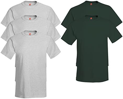 Hanes, Comfort Soft Crew-Neck T-Shirt (Pack of 5), 3 Ash / 2 Deep Forest, M