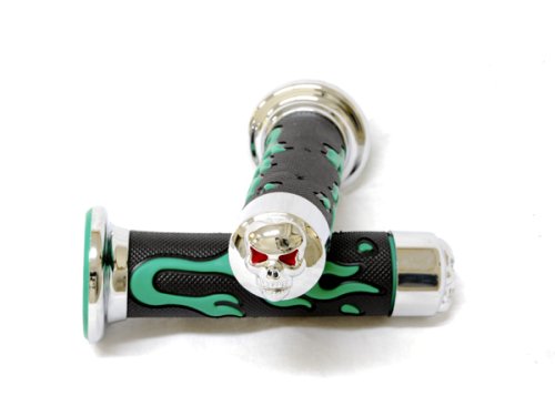 Sales KapscoMoto Sport Bike and Dirt Bikes Motorcycle Flame Gel Style Hand Grips with Skull GREEN COLOR MOTORCYCLE APRILLA BMW DUCATI TRIUMPH HONDA YAMAHA KAWASAKI SUZUKI Polaris Suzuki Yamaha Dirt Bikes Offroad KTM DIRT BIKE lowest price