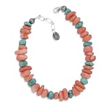 Search : Desert Sunset Pink Sea Bamboo and Turquoise Bracelet