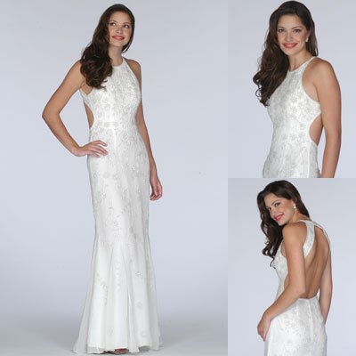 Lovely strapless silk wedding gown