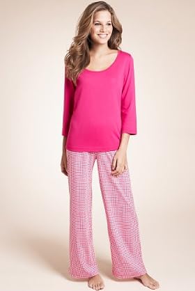 Pure Cotton 3/4 Sleeve Dogtooth Pyjamas