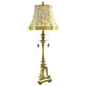 3 Leg Table Lamp With Pulls And Damask Shade - 36"