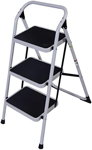 New Hd 3 Step Ladder Platform Lightweight Folding Stool 330 Lb Cap. Space Saving