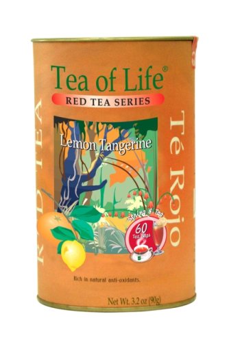 Tea Of Life Red Tea Series, Lemon Tangerine, 60-Count, 3.2-Ounce Can (Pack of 6) by Tea Of Life