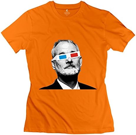 Women's Fashion Bill Murray Head Glasses Short Sleeve Tee Size M Orange