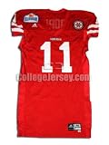 Red No. 11 Team Issued Nebraska Adidas Football Jersey