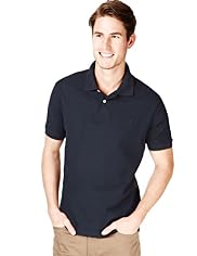 XXXL Blue Harbour Pure Cotton Short Sleeve Polo Shirt with Stay New™