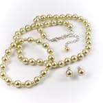 Celadon 8mm Glass Pearl Necklace, Bracelet and Earrings Set by Margot Townsend