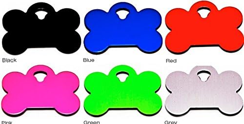 Personalized Pet ID Tags Engraved with FREE O ring for Cat Dog Custom Aluminum Many Shapes & Colors to Choose From (Red, Medium Bone)