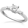 1/2 ctw Princess & Baguette Cut Diamond Engagement Ring in 14kt White Gold