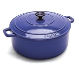 World Cuisine Round Enamel Cast Iron Dutch Oven 2 1/2 Quart with Lid, Blue