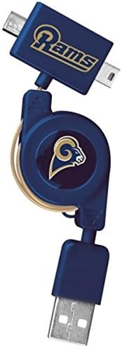 Wishbone NFL USB Phone Chargers (Saint Louis Rams Android Mini &amp; Micro Retractable Charge and Sync Cable)