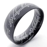 KONOV Jewelry Lord of rings Style Stainless Steel Band Ring, Black (Available in Size 6, 7, 8, 9, 10, 11, 12, 13, 14, 15)