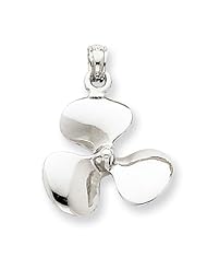 14k White Gold 3-D Three Blade Propeller Pendant. Metal Wt- 2.23g