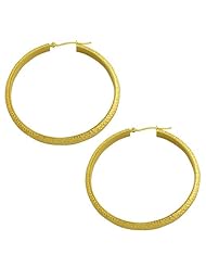 14 Karat Yellow Gold Diamond-cut Hoop Earrings (42 mm)