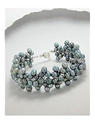 Tahiti (Dyed) Fresh Water Pearls Bracelet In Zinc