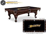 Anaheim Ducks Logo Pool Table with Elmhurst Legs and Cinnamon Finish