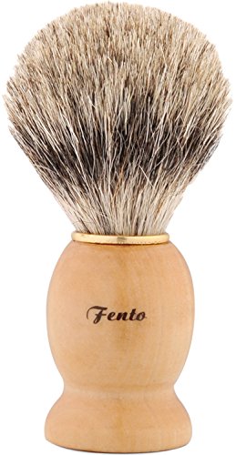 Fento 100% Pure Badger Shaving Brush,For Safety Razor, Double Edge Razor, Straight Razor or Shaving Razor