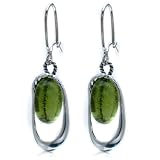 Certified Genuine Caribbean Amber and Sterling Silver Oval Earrings