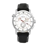 Bulova Mens 63B003 Accutron Black Leather Chronograph Swiss Quartz Watch