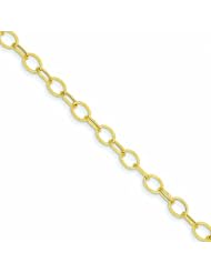 14K Gold Textured Links Anklet 10 Inches