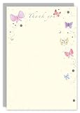 Thank You Note Cards 20 Pack with Silver Envelopes - Butterfly Design from the Embossed Collection by Real & Exciting Designs - FREE UK DELIVERY