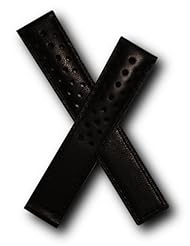 WSW Black Sports perforated leather watchband to fit the TAG Heuer Carrera models listed below