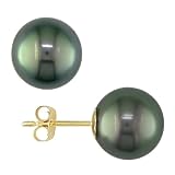 14k White Gold 10-10.5mm Tahitian Pearl Stud Earrings