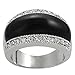 Tressa Silvertone Cubic Zirconia-accented Created Black Onyx Dome Ring