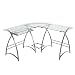 Glass Metal Silver Corner Computer Desk