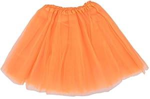 Simplicity Women's Classic Elastic, 3-Layered Tulle Tutu Skirt, Orange