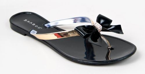 Bamboo HAWAII-07 Rhinestone Bow Detail Slip On Flat Jelly Thong Flip Flop Sandal