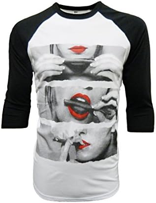 Classic Smoking Blunt Graphic Base Ball Raglan Tee White/Black S