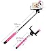 Selfie Stick, NOOT PRODUCTS Self Portrait [Battery Free] Extendable Handled Stick with Adjustable Phone Holder & Built-in Remote Shutter Designed for Apple, Android Smartphones - Pink