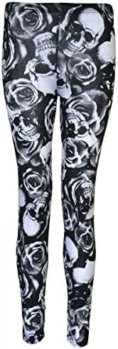 Candy Girl Clothing Plus Size Pattern Plain Leggings (ML, Skull Rose)