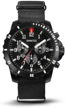 TAWATEC Black Titan Chrono Tactical Blue - Nato Strap SWISS MADE H3 illumination