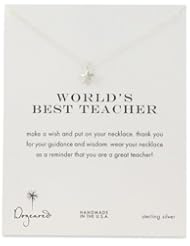 Dogeared Sterling Silver Worlds Best Teacher Reminder Necklace, 18"