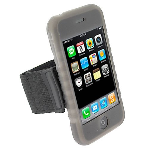 Bargaincell- Apple iPhone Soft Flexible Smoke Silicone Skin Cover Case with Armband