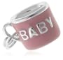 Sterling Silver Enamel Pink Baby Cup Charm