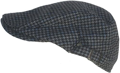 Cappello Wool Blend Hounds Tooth 3 Point Ivy Hat Driver Cap (Blue / Black)