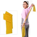 Yellow 1.5m Yoga Pilates Rubber Stretch Resistance Exercise Fitness Band