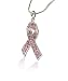 Silver Pink Ribbon Breast Cancer Pendant Necklace Fashion Jewelry 18"