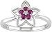 10K White Gold .01 ctw Diamond and Ruby Star Ring